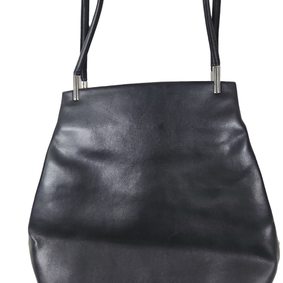 Nine West, black double strap shoulder bag, many compartments, and snap closure. - Picture 2 of 6